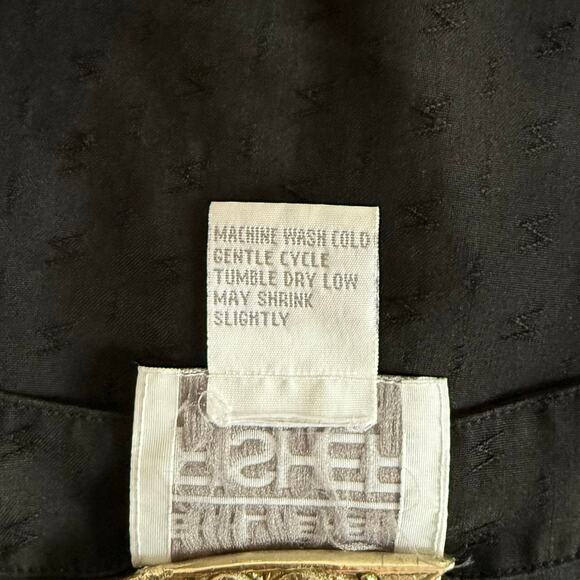 Vintage Eileen Fisher Silk V-neck Vest 80s Button Front Women Size 2 Soft Black - Picture 4 of 8